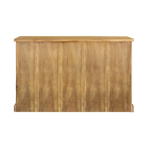 English Elm 50x26x31" Solid Acacia Writing Desk with Glass Cabinet Door Bold Painted Finish Natural Wood+Brown W2078P175452