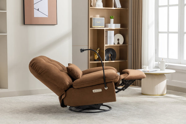 English Elm Power Recliner 270° Swivel Glider Bluetooth Music Player USB Charger Phone Holder Snack Storage Luxurious Models for Sleep Work Game Comfort W1752P170266