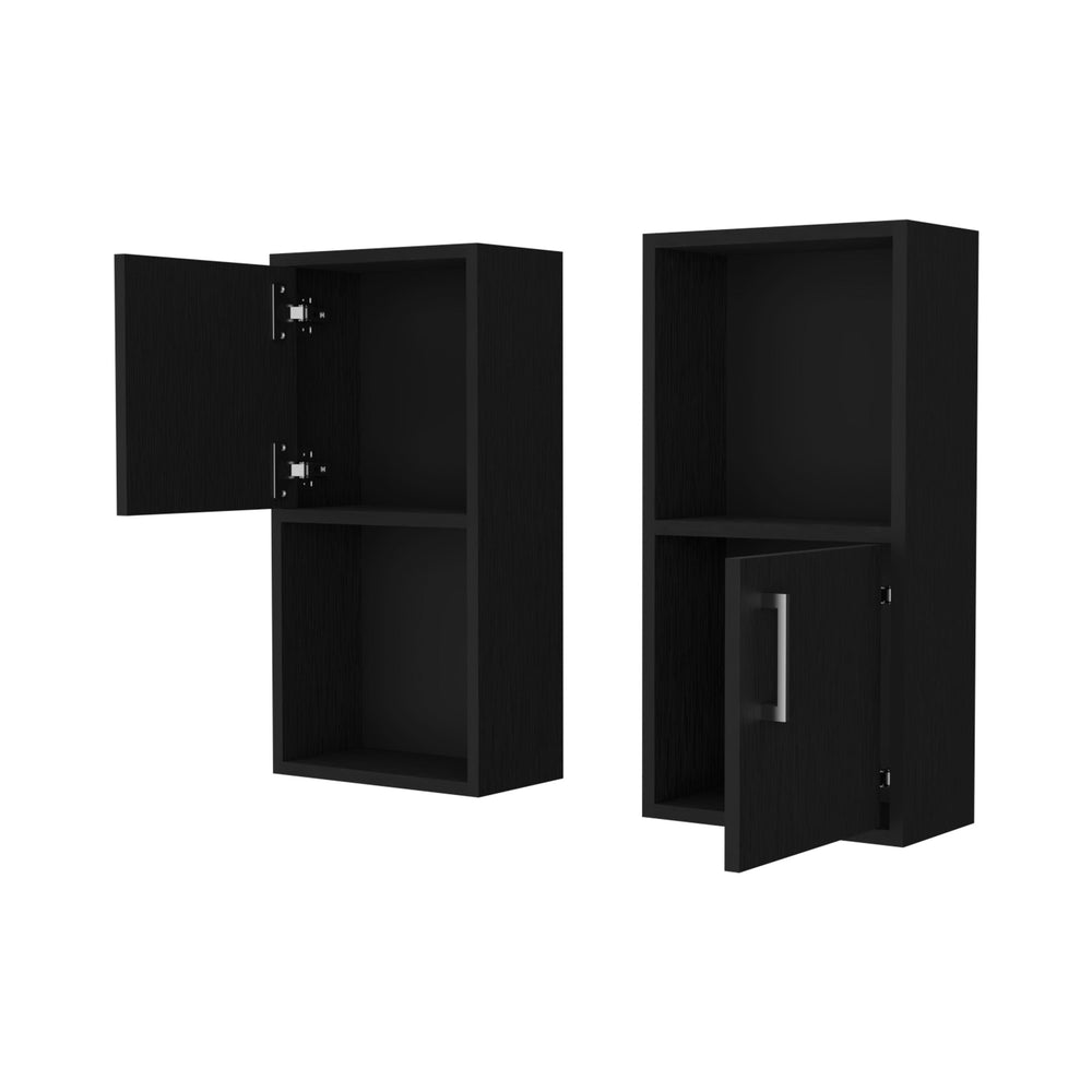 English Elm Wenge Bathroom Medicine Cabinets Set of 2 with Open Shelf, Manufactured Wood, Discreet Handles, Chic Storage B062P175073