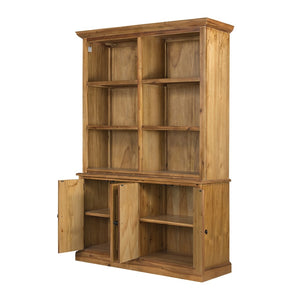 English Elm 53x19x83" Tall Farmhouse Cabinet Solid Acacia Wood Grain Vertical Storage Entryway Natural Wood+Brown W2078S00010