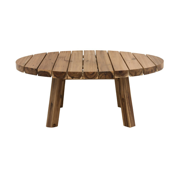 English Elm D35.6x14.6" Round Solid Acacia Wood Coffee Table Low Profile Organic Living Room W2078P175581