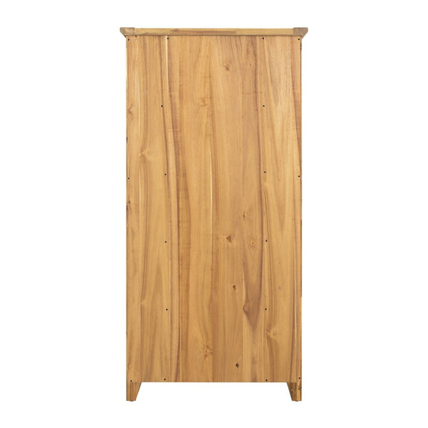 English Elm 35.5x12x71" Acacia Wood Bookcase with Woven Hyacinth Shelves for Farmhouse Living W2078P175455