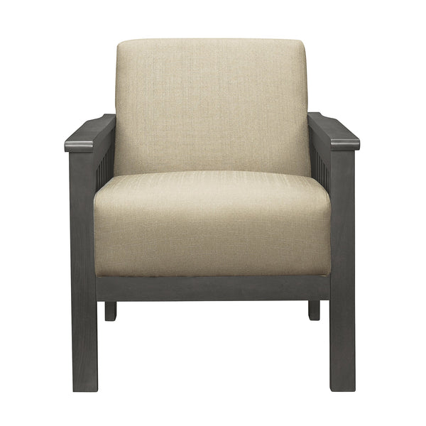 English Elm Light Brown Lewiston Accent Chair Antique Gray Solid Wood Frame Brown Linen-Style Cushion Seat, 27.5"x31"x32" B011P175436