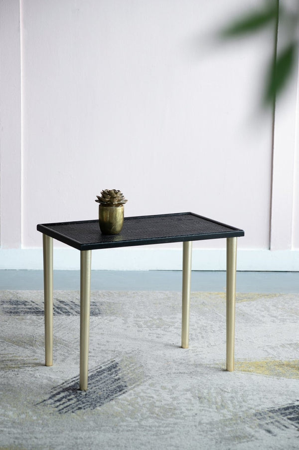 English Elm Set of 3 Rattan Nesting Tables with Gold Legs Bohemian Modern Living Room Accent W2078P175317