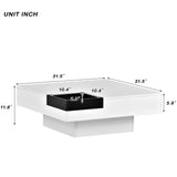 English Elm Modern Minimalist Design 31.5*31.5In Square Coffee Table With Detachable Tray and Plug-In 16-Color Led Strip Lights Remote Control For Living Room( Old Sku: Wf291303Aak )