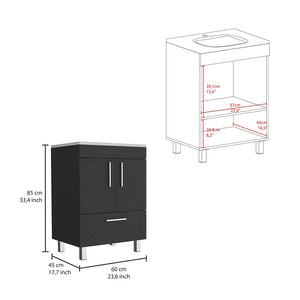 English Elm Velloc Black Single Bathroom Vanity with 29.5" Top, Double Door Cabinet & One Drawer, Particleboard B070S00161