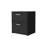 English Elm Black 2-Drawer Nightstand