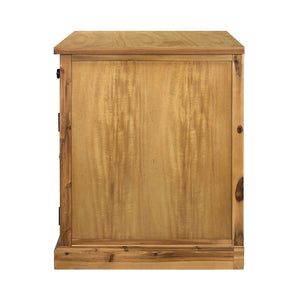 English Elm 50x26x31" Solid Acacia Writing Desk with Glass Cabinet Door Bold Painted Finish Natural Wood+Brown W2078P175452