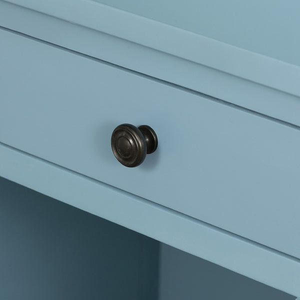 English Elm 50x26x31" Solid Acacia Writing Desk with Glass Cabinet Door Bold Painted Finish Blue W2078P175450