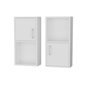 English Elm White 2 Bathroom Medicine Cabinets with Open Shelf, Manufactured Wood, Sleek Handles, Chic Storage Solution B062P175072