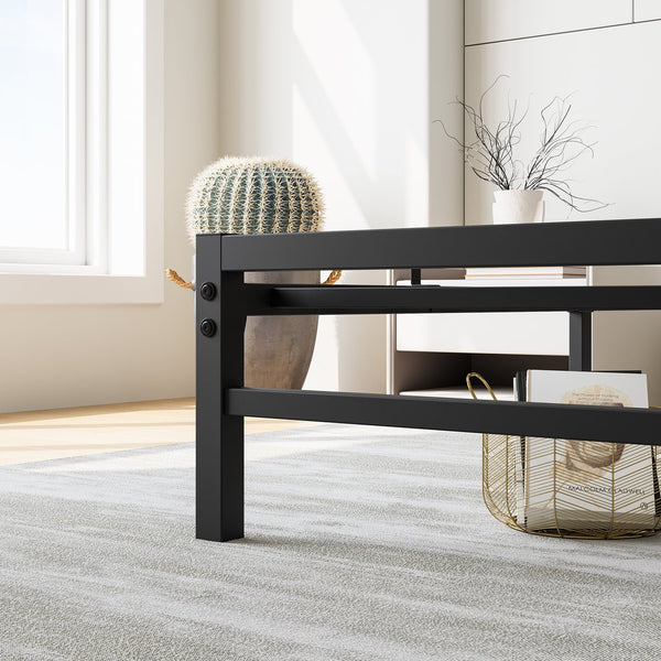 English Elm Full Rustic Platform Bed Frame with Vintage Wood Headboard & Footboard, Sturdy Metal Slats, Storage-Friendly, No Box Spring Needed W84084262