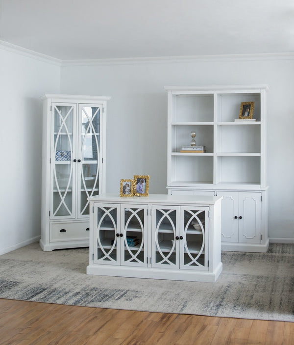English Elm 53x19x83" Tall Farmhouse Cabinet Solid Acacia Wood Grain Vertical Storage Entryway White W2078S00011