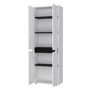 English Elm White Multistorage 5-Shelf Kitchen Pantry with Double-Door Cabinets, Adjustable Shelves & Stable Legs – Elegant Space-Saving Storage Solution for Organized Kitchens B062P175069