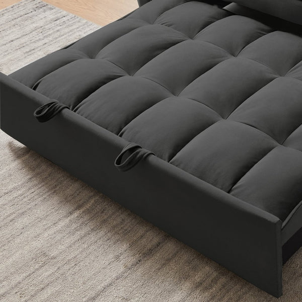 English Elm 55.1-inch Convertible Velvet Futon Sofa Bed with Storage and Adjustable Iron Frame W2564P445796