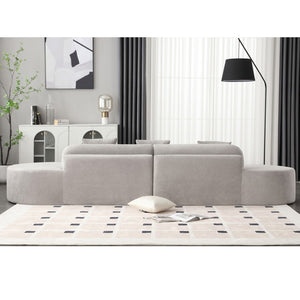 English Elm [New] Modern Curved Combination Sofa In Soft Terrycloth - Minimalist Design With 3 Pillows Included! W2108S00024-GIGA