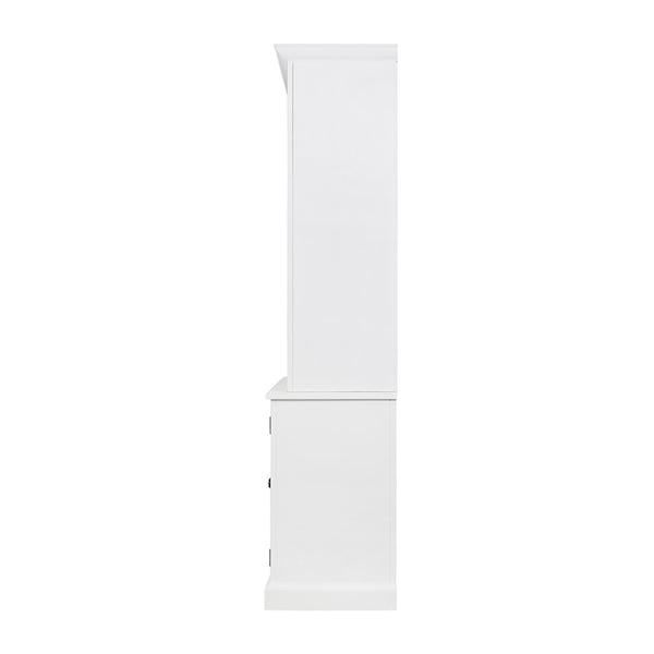 English Elm 53x19x83" Tall Farmhouse Cabinet Solid Acacia Wood Grain Vertical Storage Entryway White W2078S00011