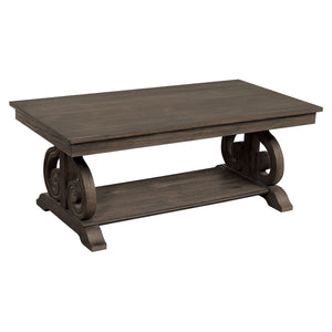 English Elm Classic Lewiston 3pc Occasional Table Set in Gray Finish with Arts & Crafts Slat Design, Shelf Storage Dark Oak 51.5 L x 29.5 W x 6.5 H B011P175456