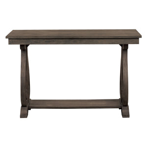 English Elm Classic Lewiston 3pc Occasional Table Set in Gray Finish with Arts & Crafts Slat Design, Shelf Storage Dark Oak 51.5 L x 21.5 W x 10.5 H B011P175453