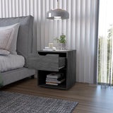 Modern Light Gray Nightstand with Open Shelf, Elegant Design, Durable Manufactured Wood - 17 x 14.6 x 19.7 in