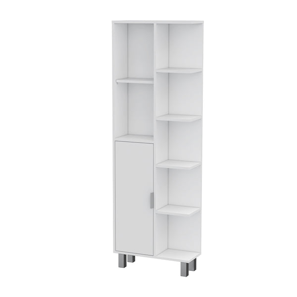 English Elm White 9-Shelf Linen Cabinet – Tall Bathroom Storage Cupboard with 9 Adjustable Shelves, Slim 63" Profile, Crisp White Finish for Towels & Toiletries Organizing Elegance B062P175040