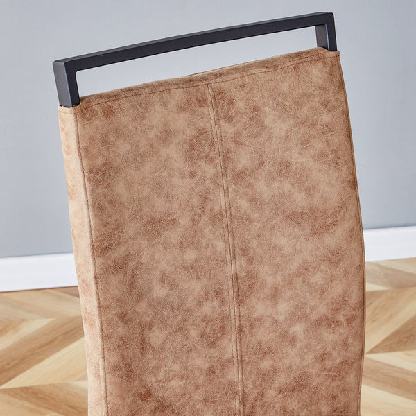 English Elm Dining Tech Cloth High Back Upholstered Side Chairs Set of 2 - C‑Shape Black Metal Legs, Ergonomic Comfort W115155748