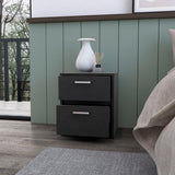 English Elm Black 2-Drawer Nightstand