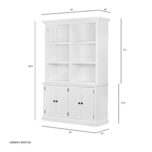 English Elm 53x19x83" Tall Farmhouse Cabinet Solid Acacia Wood Grain Vertical Storage Entryway White W2078S00011