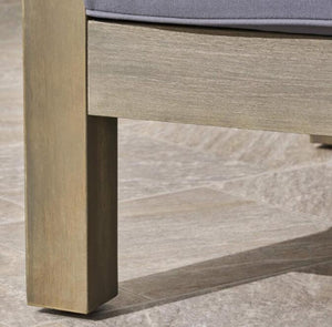 English Elm Brava Acacia Wood Outdoor Sectional Chair with Cross-back Slat Seat for Patio Decks Dark Grey 64492.00DGY