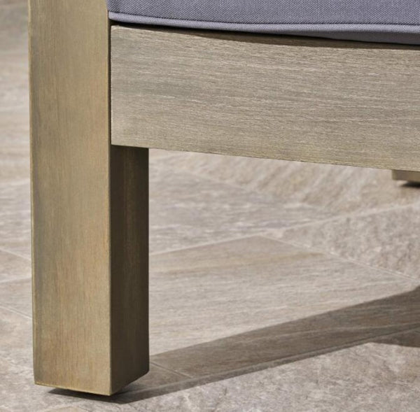 English Elm Brava Acacia Wood Outdoor Sectional Chair with Cross-back Slat Seat for Patio Decks Dark Grey 64492.00DGY