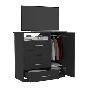 English Elm Peru Four Drawer Dresser with Cabinet and Open Shelf Contemporary Bedroom Storage B070S00150