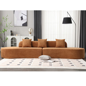English Elm [New] Modern Curved Modular Sofa - Soft Terrycloth Fabric, Minimalist Design, No Assembly Needed, 3 Pillows W2108S00025-GIGA