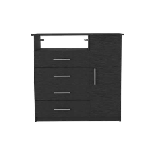 English Elm Peru Four Drawer Dresser with Cabinet and Open Shelf Contemporary Bedroom Storage B070S00150