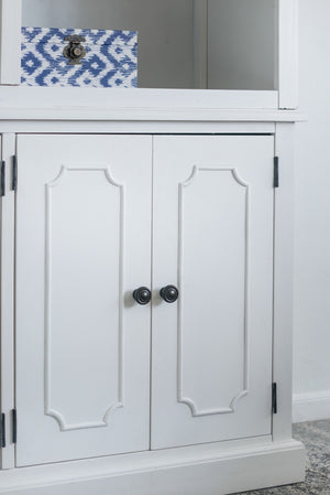 English Elm 53x19x83" Tall Farmhouse Cabinet Solid Acacia Wood Grain Vertical Storage Entryway White W2078S00011