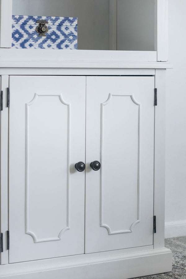 English Elm 53x19x83" Tall Farmhouse Cabinet Solid Acacia Wood Grain Vertical Storage Entryway White W2078S00011