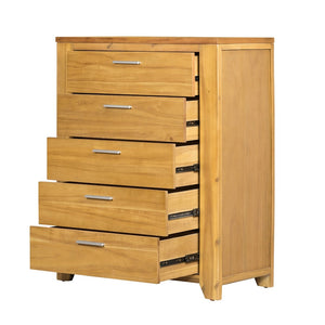 English Elm 35.4x17.3x44" 5-drawer Dresser Acacia Wood Mortise Joinery Contemporary Bedroom Storage W2078P175473