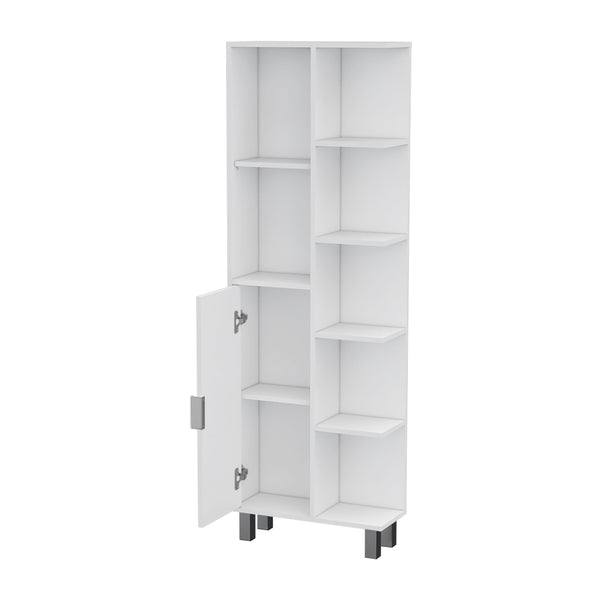 English Elm White 9-Shelf Linen Cabinet – Tall Bathroom Storage Cupboard with 9 Adjustable Shelves, Slim 63" Profile, Crisp White Finish for Towels & Toiletries Organizing Elegance B062P175040