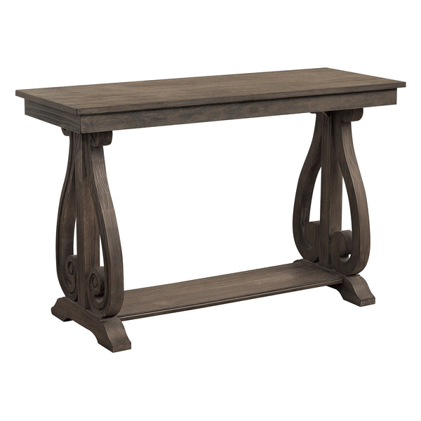 English Elm Classic Lewiston 3pc Occasional Table Set in Gray Finish with Arts & Crafts Slat Design, Shelf Storage Dark Oak 51.5 L x 21.5 W x 10.5 H B011P175453