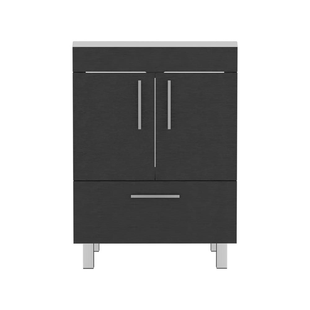 English Elm Velloc Black Single Bathroom Vanity 29.5" Top, Double Door Cabinet & Drawer, Particleboard Elegance B200S00161