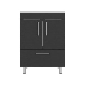 English Elm Velloc Black Single Bathroom Vanity 29.5" Top, Double Door Cabinet & Drawer, Particleboard Elegance B200S00161
