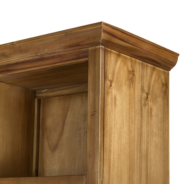 English Elm 53x19x83" Tall Farmhouse Cabinet Solid Acacia Wood Grain Vertical Storage Entryway Natural Wood+Brown W2078S00010
