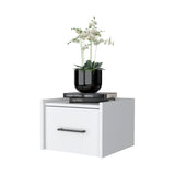 English Elm White Wall-Mounted Floating Nightstand