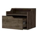 English Elm Dark Brown Dual-Shelf Display Floating Nightstand