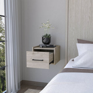 English Elm Light Gray Wall-Mounted Floating Nightstand - Modern Storage Solution For Minimalist Bedrooms & Decor B062P175140