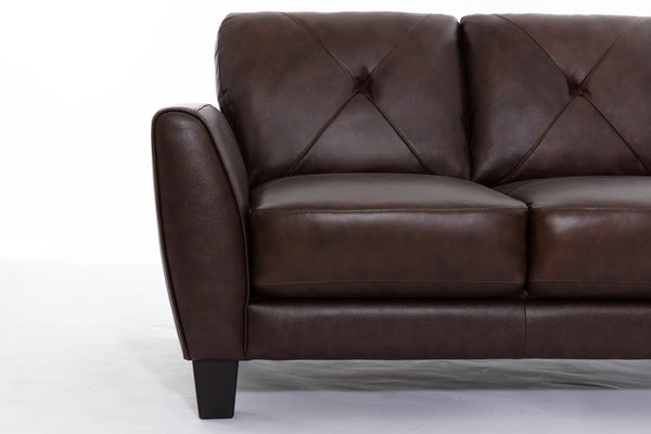 English Elm 62" Diamond Tufted Leather Match Loveseat Transitional Seating for Modern Living W1896P175681