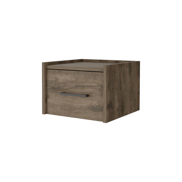 English Elm Dark Floating Wall-Mounted Nightstand with Drawer - Space-Saving Dark Brown Shelf for Books, Charging, Decor B062P175144