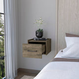 English Elm Dark Brown Wall-Mounted Floating Nightstand