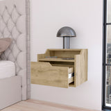 Macadamia Wall-Mounted Dual-Shelf Nightstand with Space-Savvy Design and Easy Assembly - 15.70 x 13.30 x 12.90