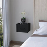 English Elm Black Wall-Mounted Floating Nightstand