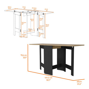 English Elm Wenge Folding Dining Table in Macadamia Finish — Space-Saving 3-Mode Convertible Table, Stable 22 lb Capacity, Compact Collapsible Design for Small Homes and Multiuse Spaces B062P175105