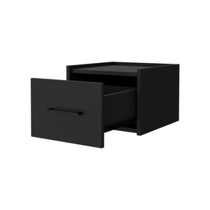 English Elm Wenge Floating Nightstand Wall-Mounted with Single Drawer and Spacious Top Shelf for Modern Bedrooms B062P175145